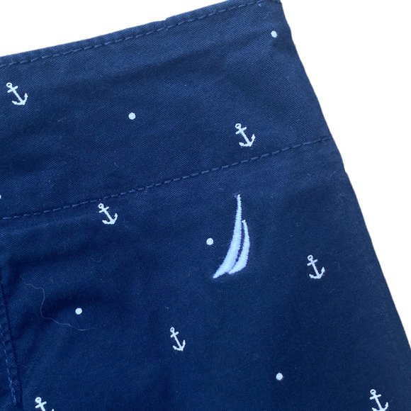 Nautica Cotton Anchor Shorts Sz 8 Navy Nautical Sailor Flat Coast Neutral Preppy - Picture 6 of 10